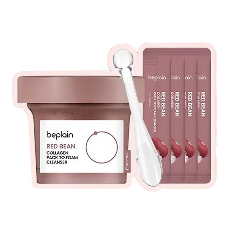 

beplain Red Bean Collagen Pack to Foam Cleanser Set 100ml + 5ml ×4 + Gua Sha Tool