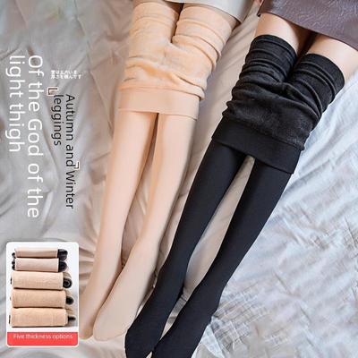 Collants épais chauds en velours pour femmes - Leggings noirs/couleur chair pour l'automne et l'hiver