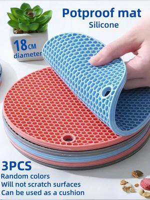 Ronde Isolatie Siliconen Mat Antislip Hittebestendig Anti-Brandwonden Honingraat Magnetron Mat Pannenlap Dikker Onderzetters