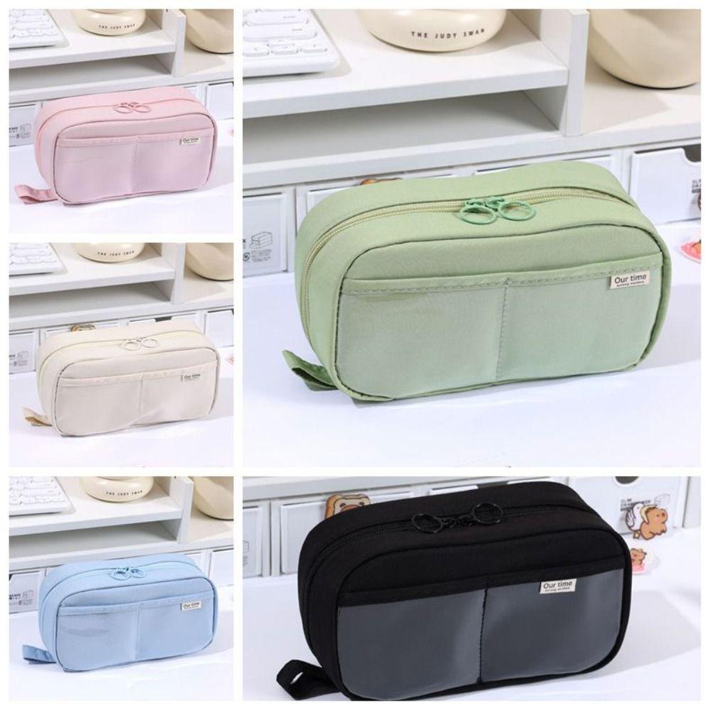 Large Capacity Students Stationery Bag Multi-functional Makeup Bag Simple Pen Organizer School