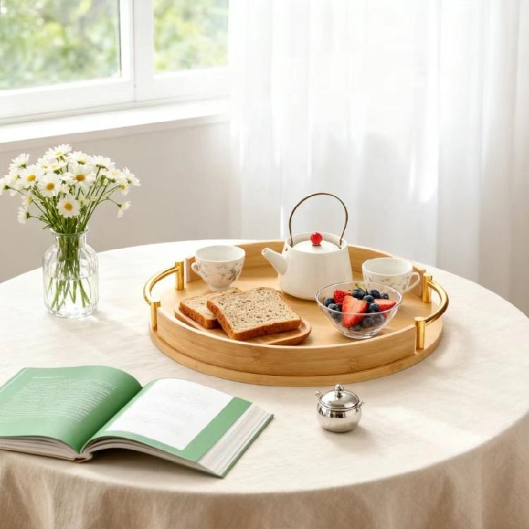 Sturdy Bamboos Snacks Tray Great For Entertaining Guests Home Or Hotel Event