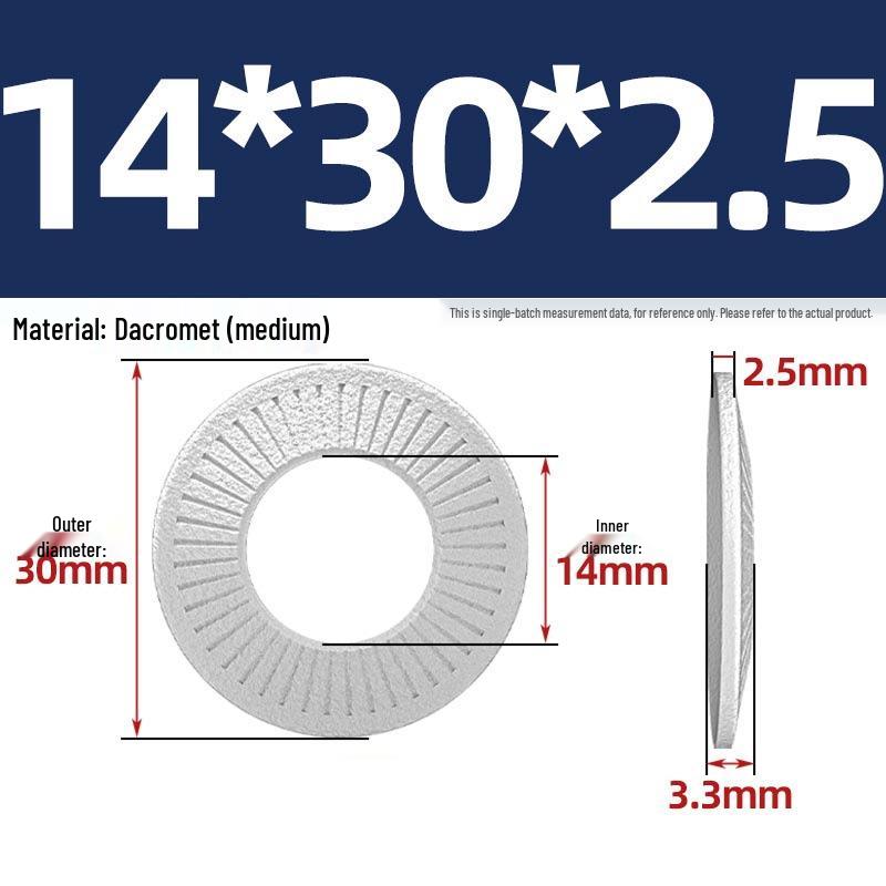 304 Stainless Steel Serrated Single-Sided Anti-Slip Lock Washer, Disc/Saddle Type, Sizes M3-M8
