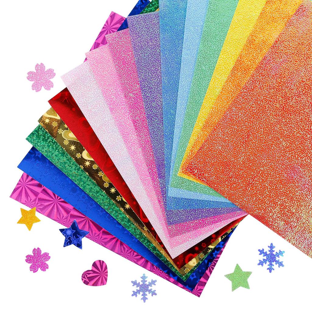 UCEC 100 Sheets of Origami Glitter Foil Origami Aurora Sparkle Glossy 15 Colorful Paper for Thousand DIY Origami Paper Paper, Paper, Paper, 15cm,