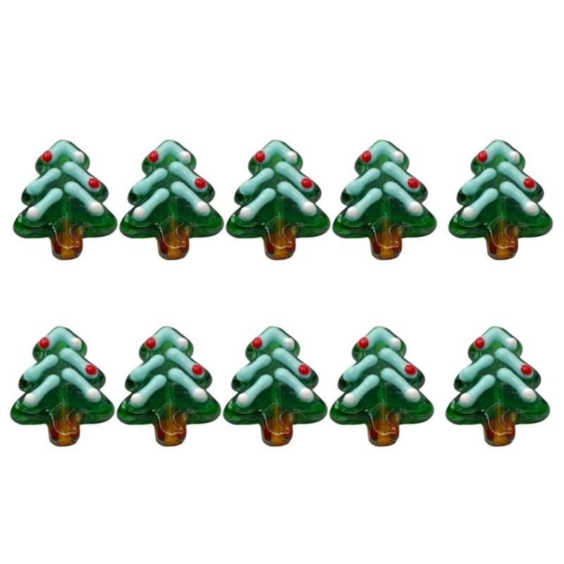 10Pcs Christmas Tree Glass Beads For Christmas Ornament Handmade Bracelets