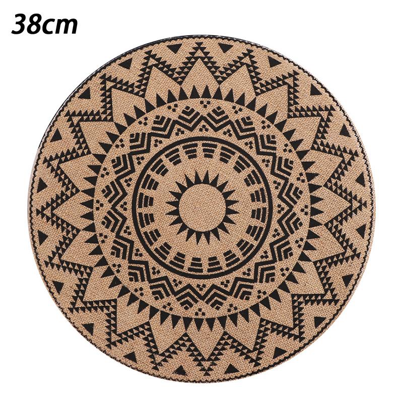 Boho Mandala Round Placemats Heat-Resistant Linen-Cotton Table Mats Washable Non-Slip Dining Decor