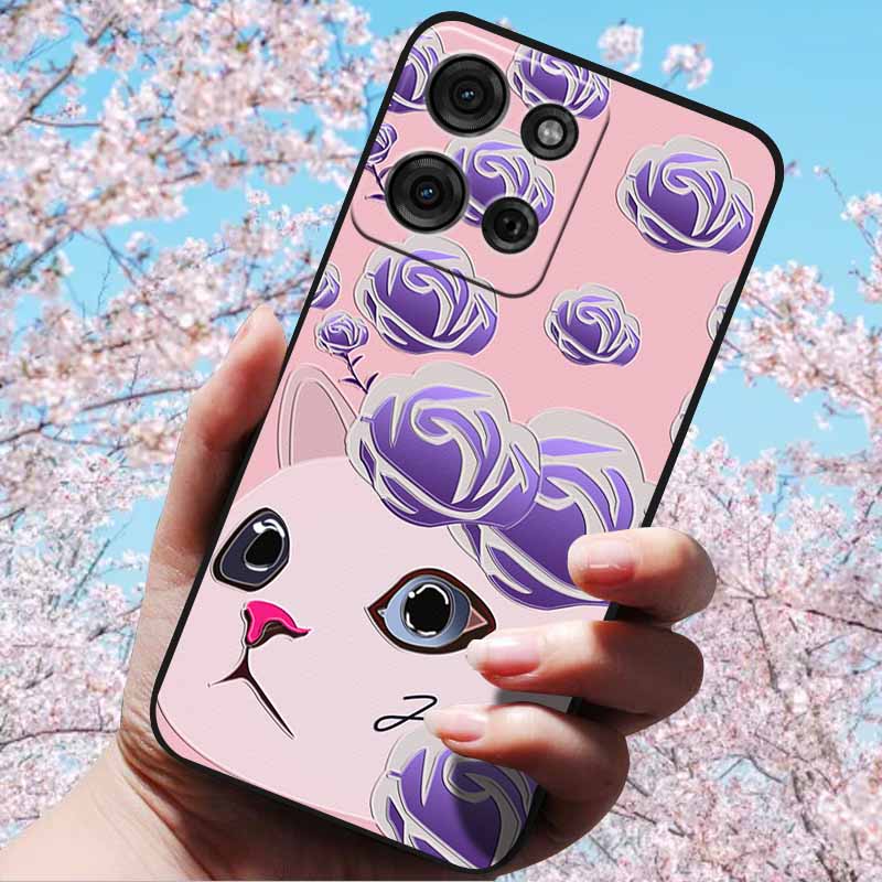 For Motorola Moto G15 4G/ G15 Power/G75 5G 3D Relief Flower Emboss Soft Silicone Cases Back Cover with 3D Flower Patter for G15
