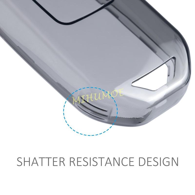 For Honda Civic Pilot CRV HRV Accord Passport Ight Clarity Odyssey Black Transparent Key Fob Case Cover Keychain Light Thin