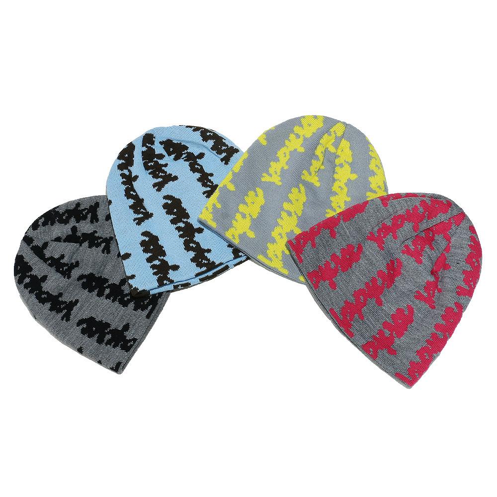 Cold Hat Women's Korean Version Trendy Brand Versatile Knitted Hat Personalized Sanskrit Alphabet Jacquard Pullover Ear Protection Knitted Hat Men's