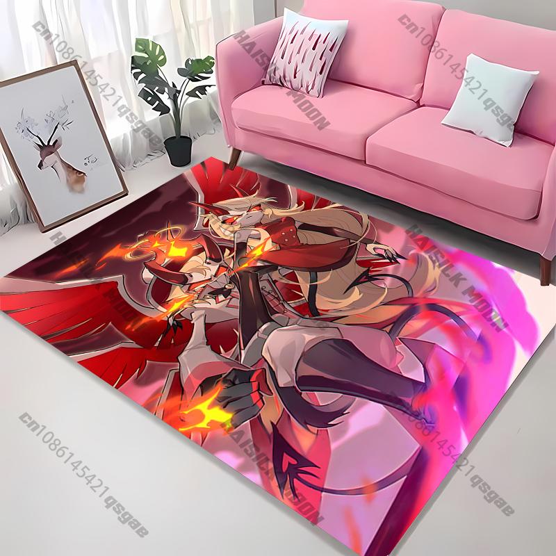 

1PC L-Luc1fer M0rningstar H-Hazbin Hotel Theme Carpet, Living Rooms Bedroom Entrance Door Decor Mat, Kids Play Non-slip Rugs 40x60cm