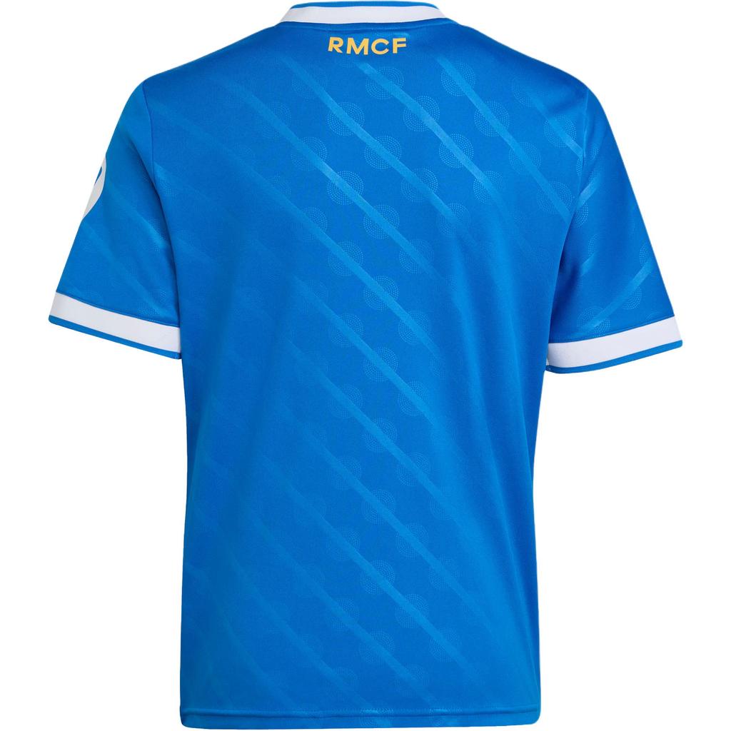 adidas Originals Schnelltrocknendes T-Shirt Real Madrid Zweites Auswärtstrikot Marke Logo Buchstabe Streifen Fußball Sport Kurzarm Kinder Oberteile JP3930