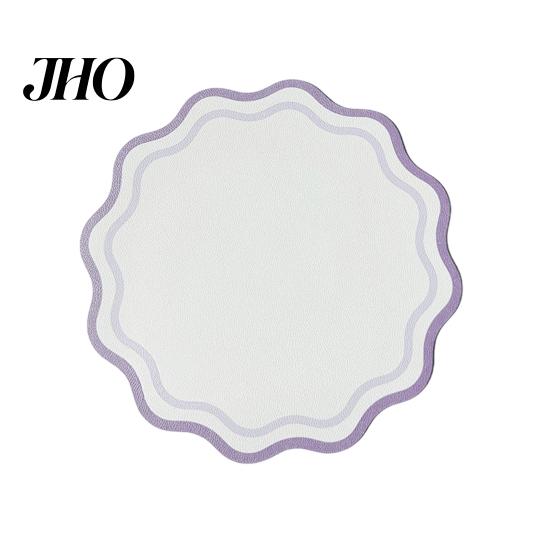 Quick-drying Place Mat Faux Leather Scalloped Placemat Heat-Resistant Non-slip Heat Insulation Reversible Waterproof Dining Table Protection