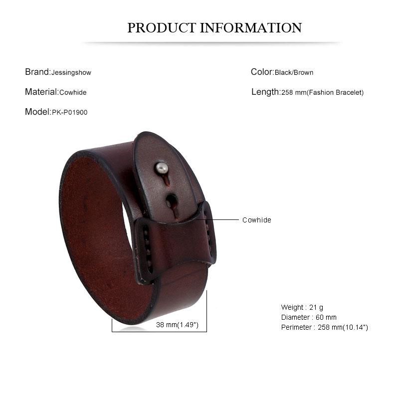 Vintage Genuine Leather Wide Cuff Men'S Bracelet Punk Hiphop Ornament Bangle Male Wristband Jewelry Accessories Gift