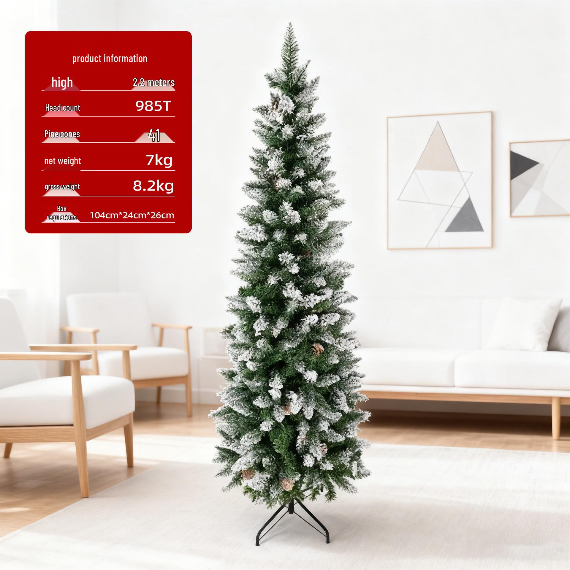 Cross-border Flocked Snow PVC Pencil Christmas Tree Ornament