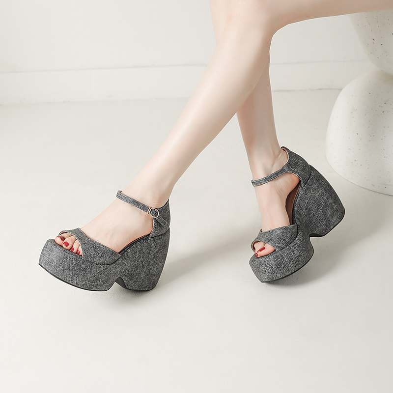 Krazing Pot Polyurethane Spring Autumn Size 43 Women Platform Super High Heels Women Round Toe Waterproof Pumps