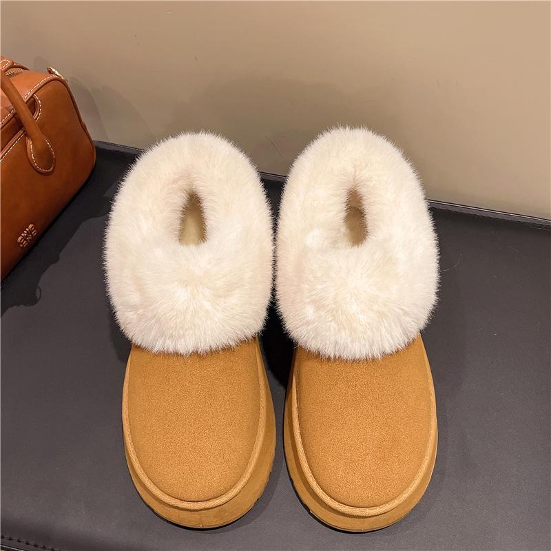 Damen 2024 Samtgefütterte Schneestiefel - Rutschfeste, Dicksohlige Pelzstiefel für den Winter