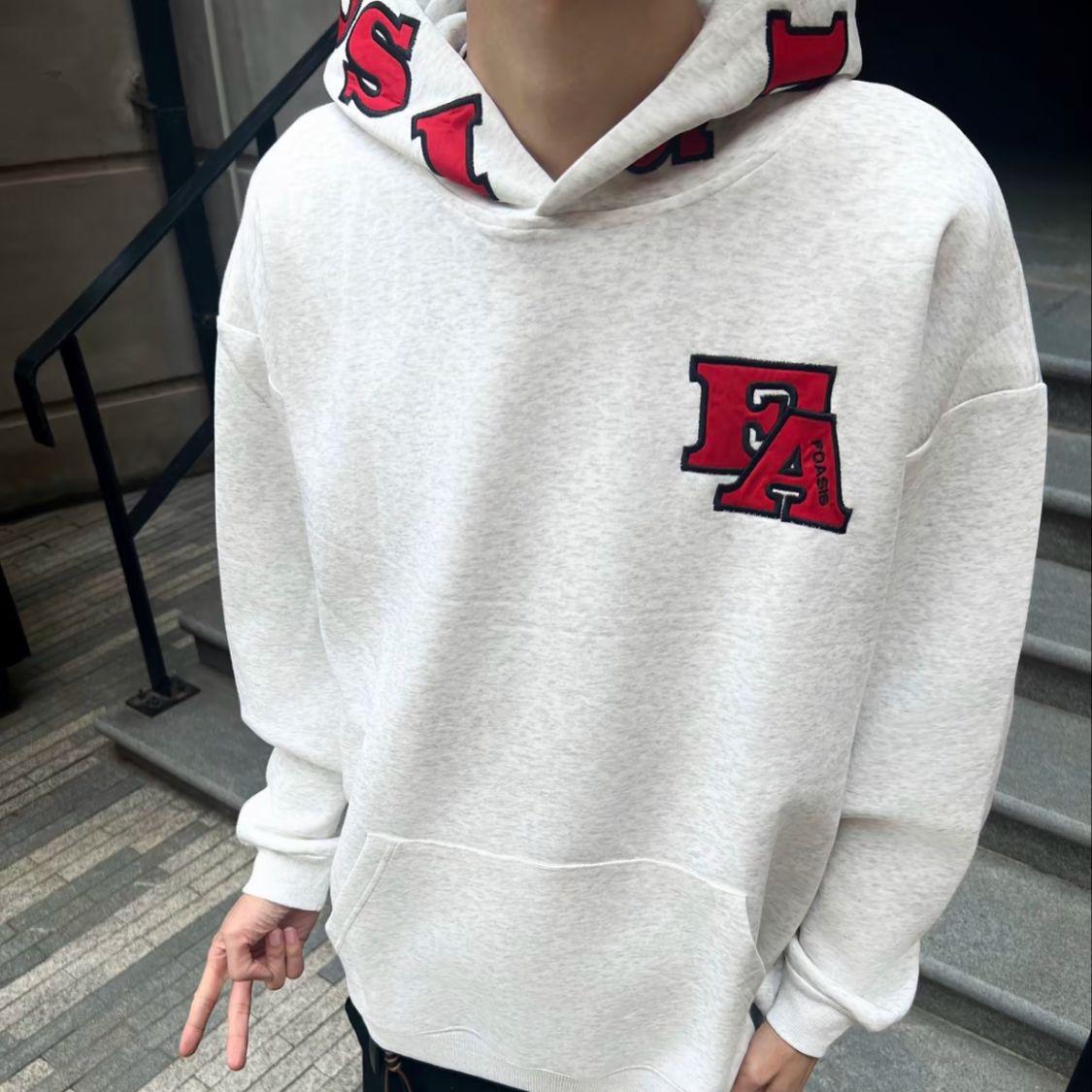 

Guochao Retro American Embroidered Hoodie - Men s & Women s Cozy Autumn/Winter Style XXL