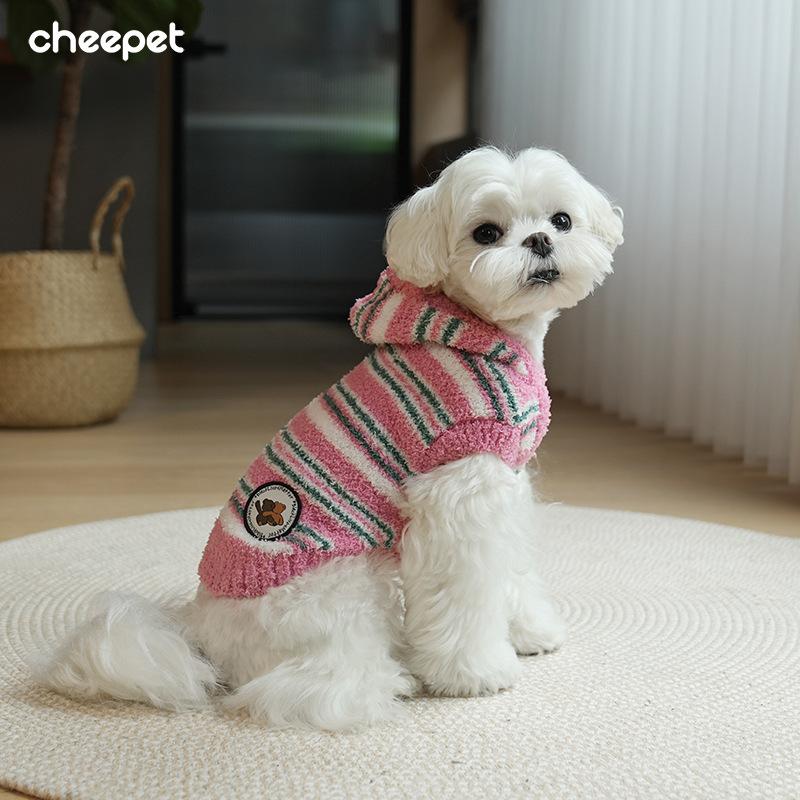 Puppy Clothes Autumn and Winter Hooded Pullover Sweater Sweet Two-legged Sleeveless Warm Knitted Sweater Pet Clothes