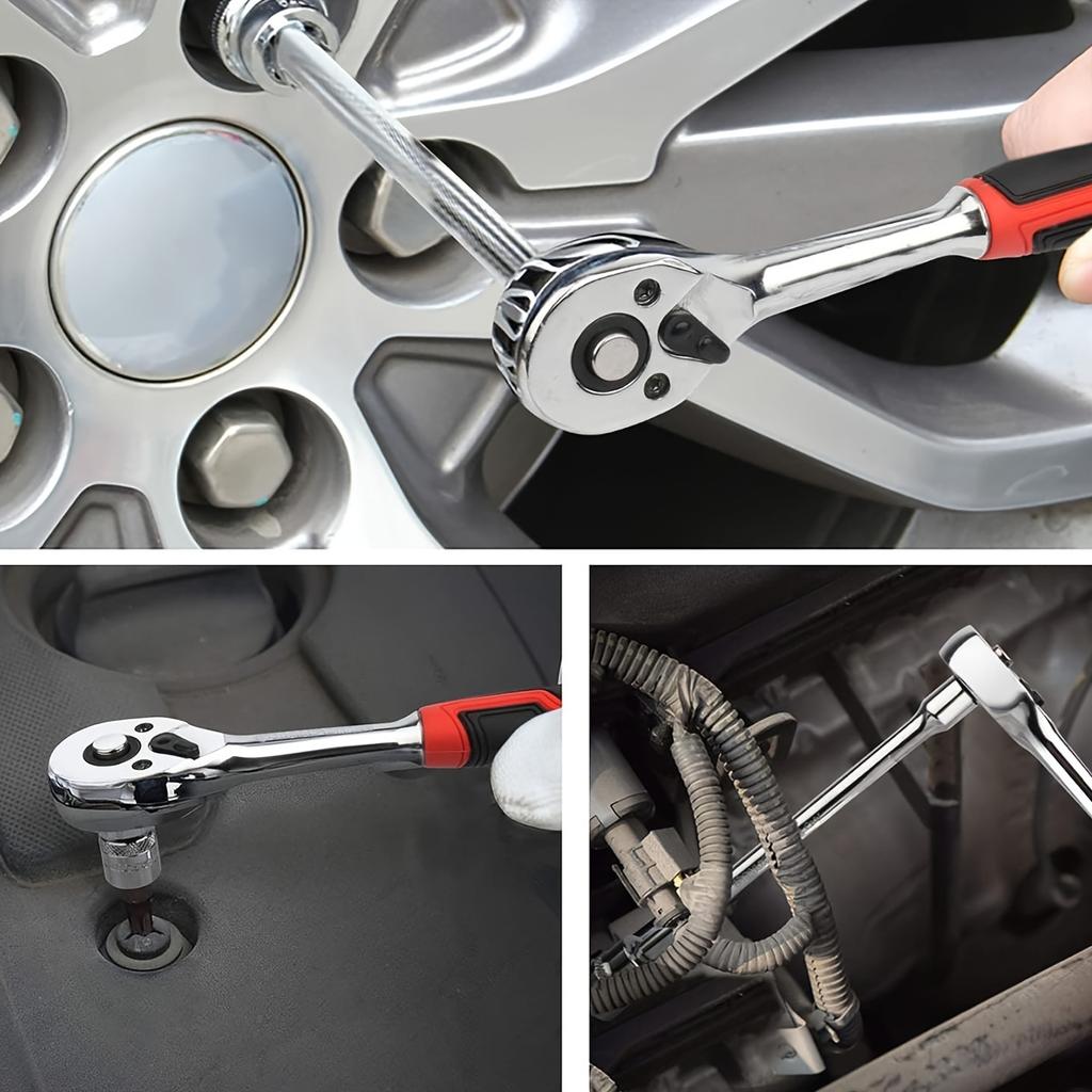 32 Pcs Mechanics Tool Set and Socket Set, 1/2"  Drive Deep and Standard Sockets, Ratchet Wrench Set, Mechanic Tool Kits