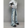 American New High Street Washed Blue Jeans Men's Straight Loose Slightly Pulled Trousers Vibe Style Pants Tide