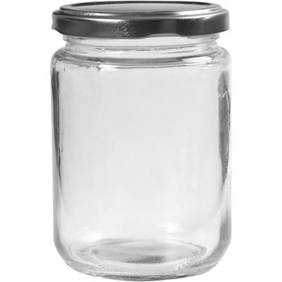Clear Glass Jar with Silver Metal Screw Lid. Ref 55911