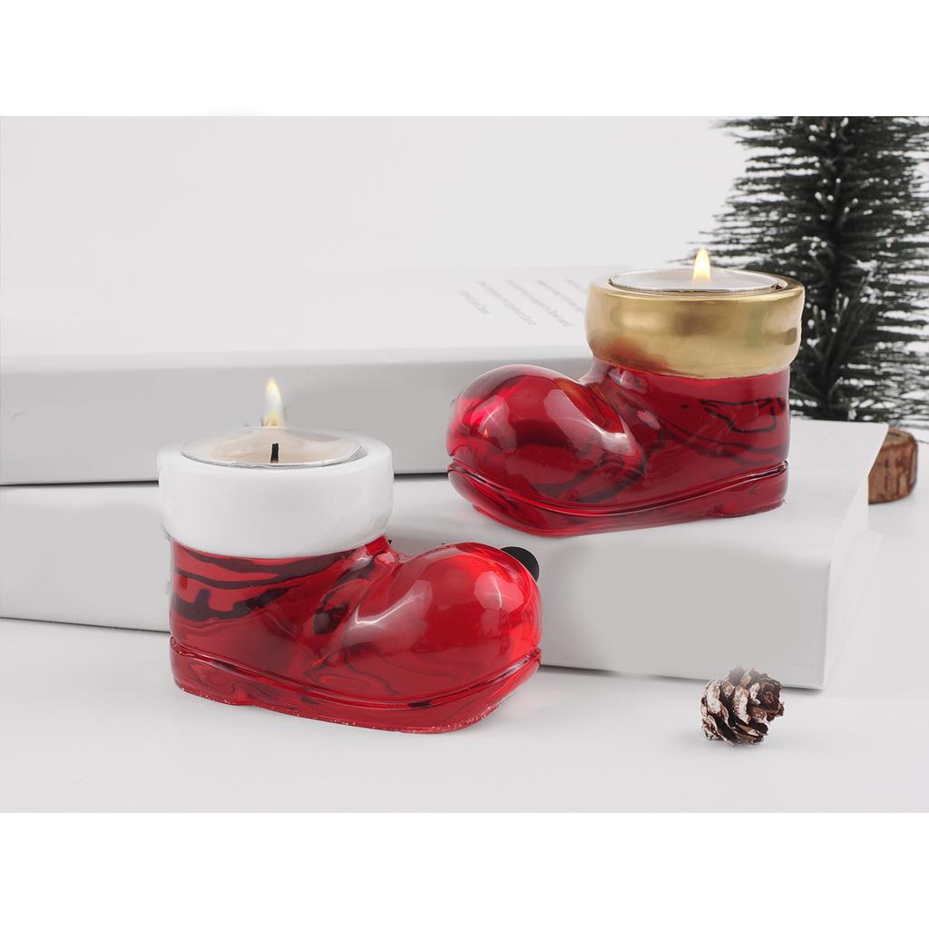 Christmas Boot Shaped Candlestick Mold High Temperature Resistant Silicone Candle Holder Mould Epoxy Home Ornament Mold