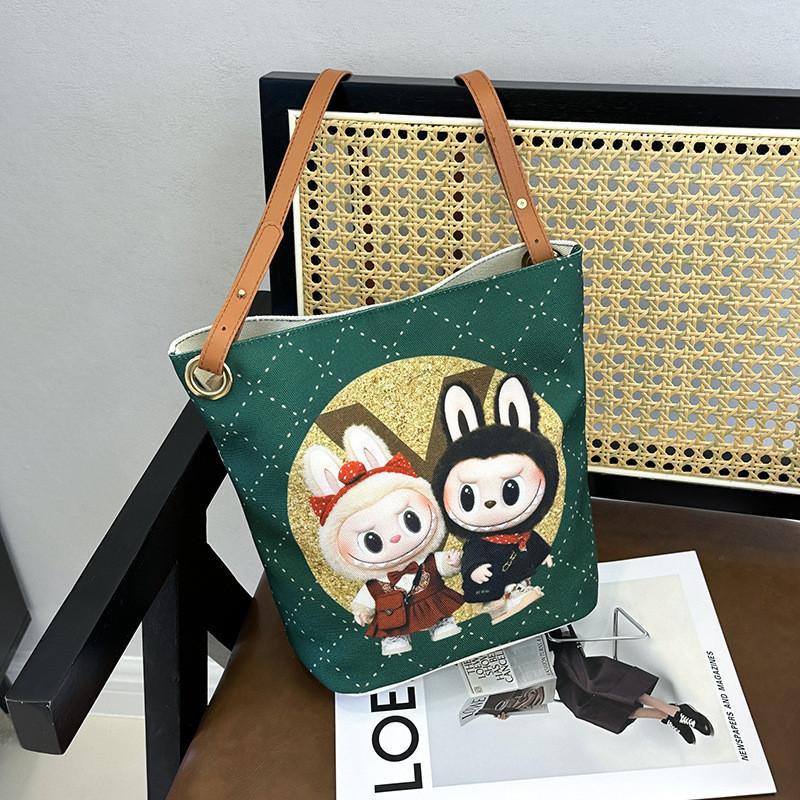Labubu Cartoon Canvas Backpack With Breathable Fabric And Expandable Capacity For School And Daily Use