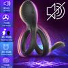 Male Dual Penis Ring Vibrator 7 Vibration Modes Remote Control Stretchy Ultra Cock Rings Erection Enhancing Sex Toy for Men