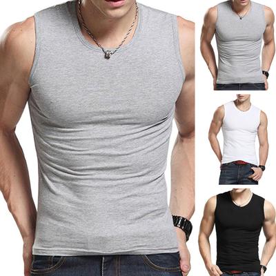 Erkek Düz Renk Kolsuz Yuvarlak Yaka Yelek Dar Kesim Fitness Atlet İçlik