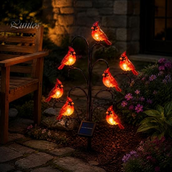 Backyard Fairy Tale Ornaments Outdoor Solar Pathway Light, Bird-shaped Stump Decorative Garden Stake with Warm Path Lights LED Lights, Waterproof