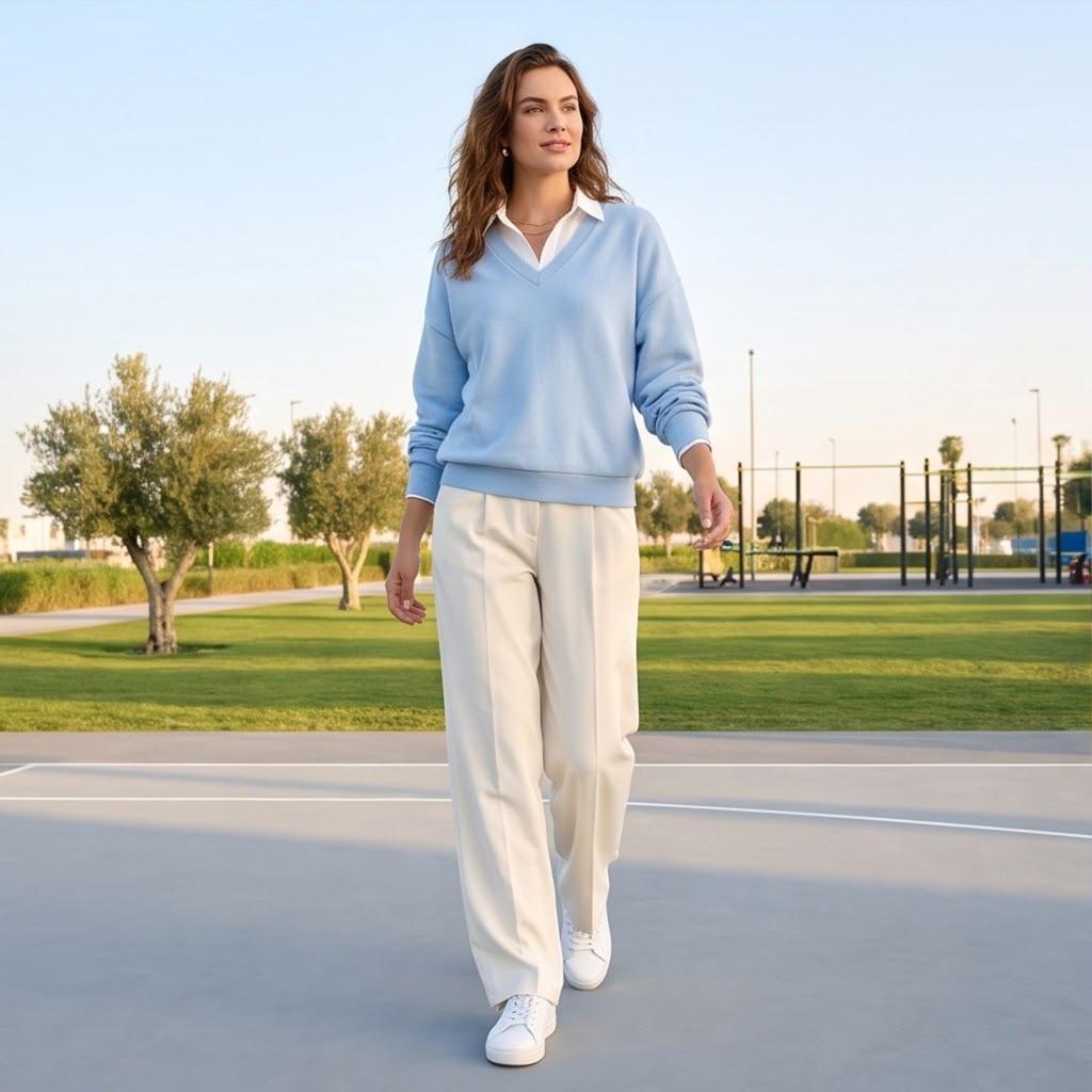 Dames V-hals Top met Lange Mouwen Losse Pasvorm Casual Koreaanse Blouse voor Dagelijks Gebruik
