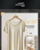 Polka Dot Girly Short Sleeve Modal Nightgown with Lace and Chest Pad