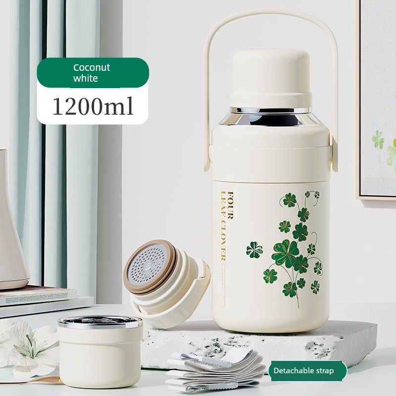 Vanow Lily of the Valley Large-Capacity Thermos Cup for Men and Women, High-Looking 316 Stainless Steel Water Bottle, Outdoor Portable Water Cup