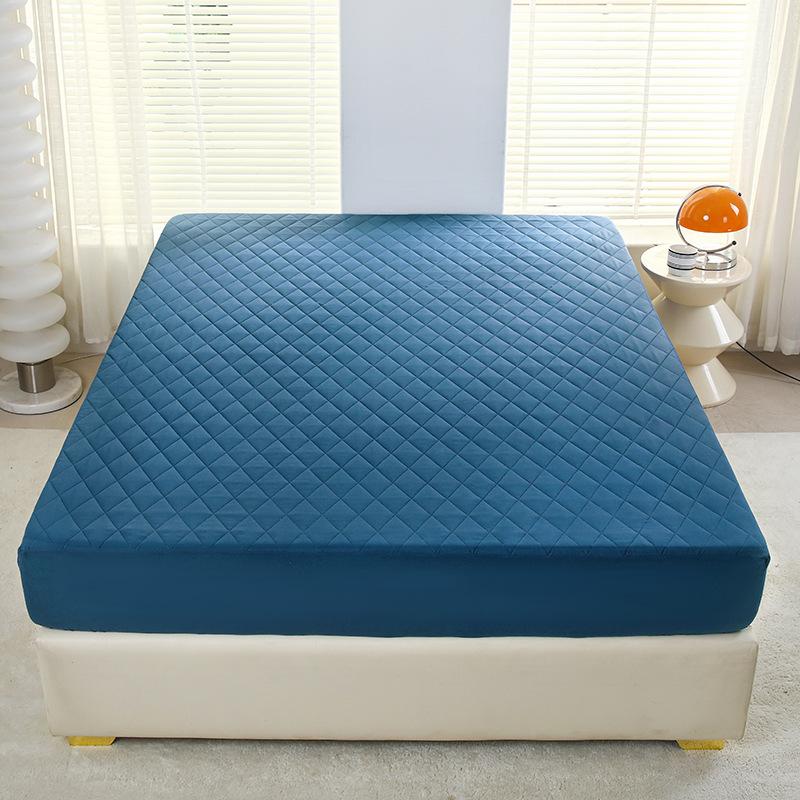 Quilted Waterproof Bed Sheet Solid Color Non-slip Blue Mattress Protector