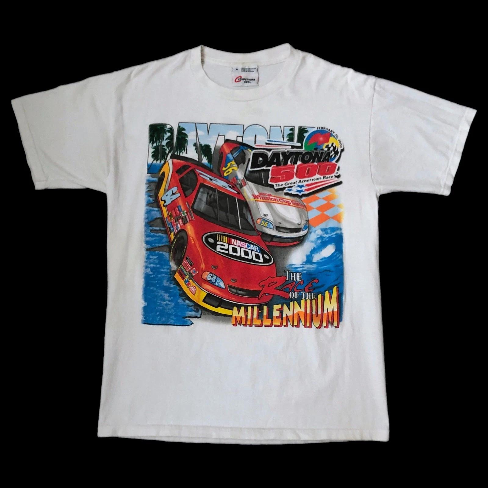 Vintage 2000 NASCAR Daytona 500 Race Of Millennium Racing T-Shirt Medium White M