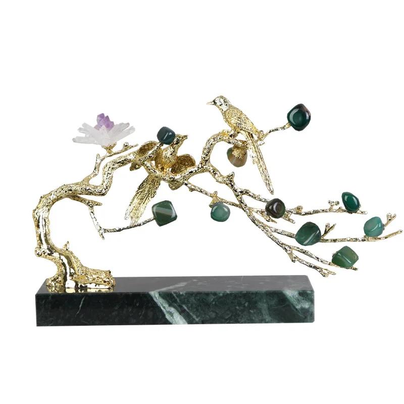 

Amethyst Tree Golden Tree Metal Handicraft Crystal Sculpture Handmade Crystal Statue Metal Decorative Figurines Home Decoration