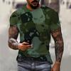 Fashionable Camouflage Hip-Hop Pattern Men's Printed T-shirt Casual Round Neck Comfortable Short Sleeved Top