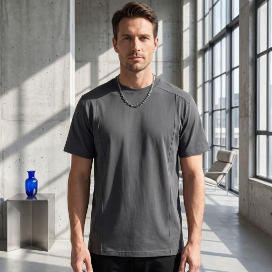 Herren Rundhals-T-Shirt Einfach Einfarbig Sommer-T-Shirt Atmungsaktiv Locker Geschnitten Stilvolles T-Shirt für Büro Dating Party Streetwear