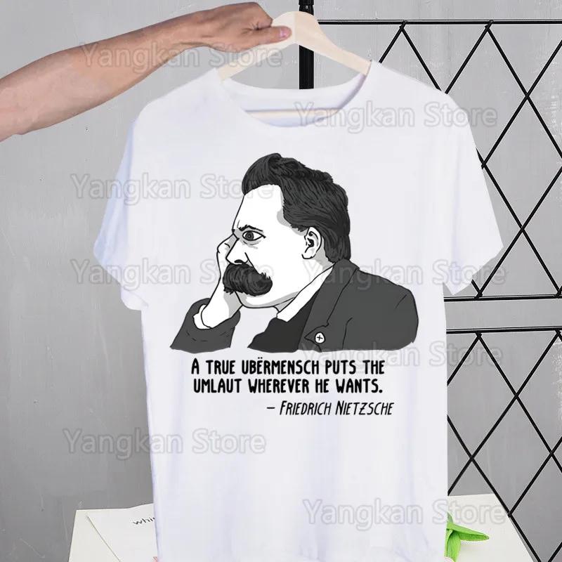 Gott ist tot Friedrich Nietzsche Nihilist T-Shirts Tees Shirt Tops Design Kurzärmlig Harajuku Mann Ästhetisch Anime T-Shirt