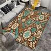 Floral Mandala Brown and Teal Carpet Non-slip Rug Suitable for Living Room and Bedroom Sofas