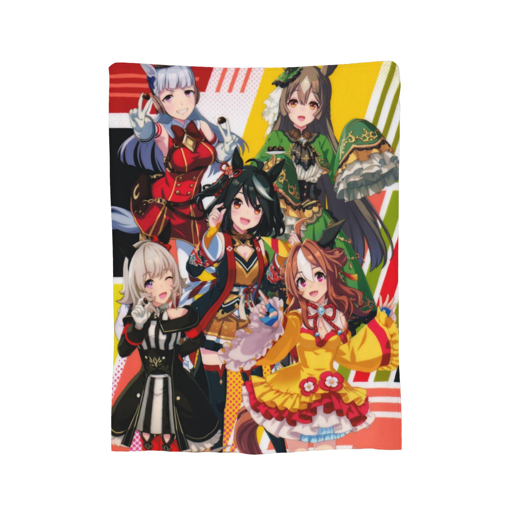 Плед Uma Musume Pretty Derby Фланелевый Декоративный Многофункциональный Теплый Плед для Дома Машины Покрывало 30x40in