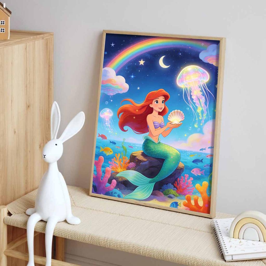 Disney themed diamond painting kit Ariel mermaid diy home decoration for beginners and craft lovers