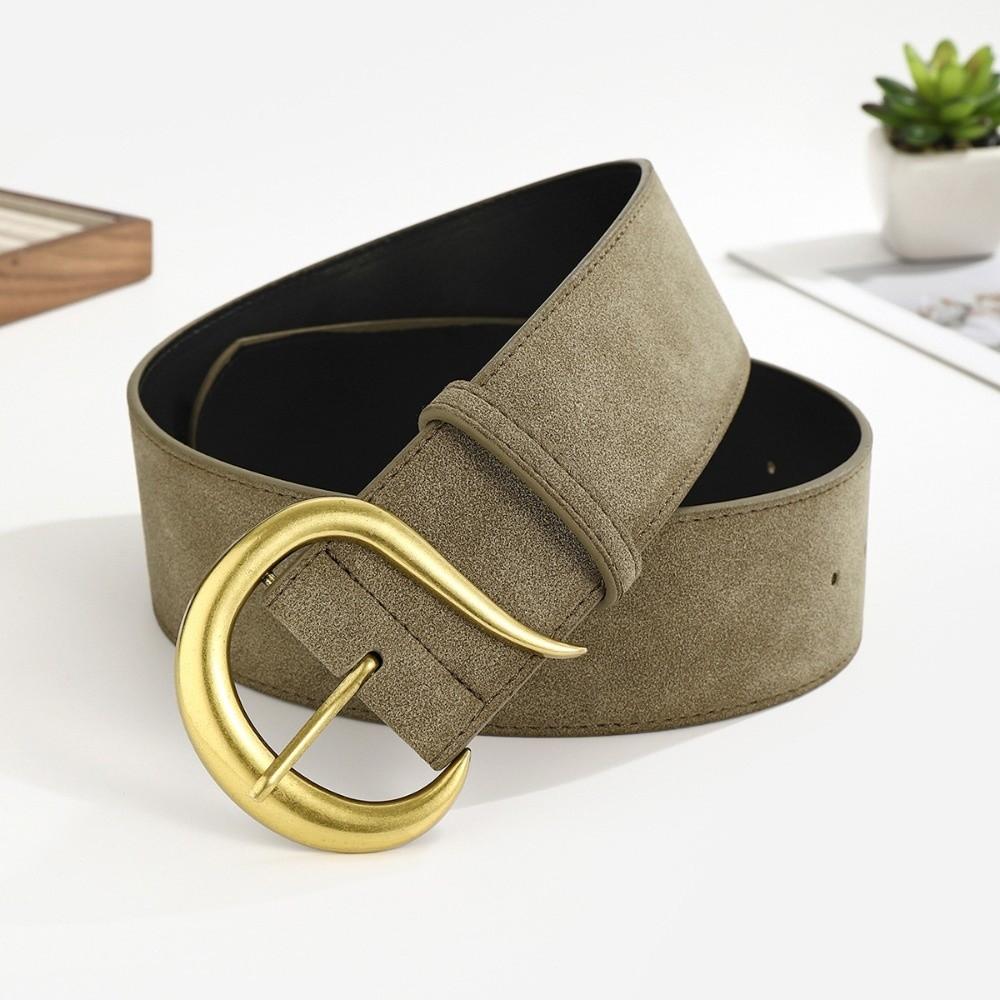 Vintage Pin Buckle Retro Suede Leather Belt Luxury Design Versatile Women Waist Belt Wide Waistband Jeans Decoration