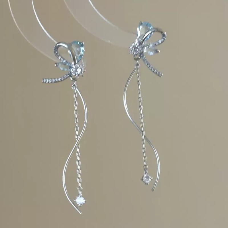 Korean Dragonfly Tassel Earrings Sweet Shiny  Long Tassel Ear Clips Wedding Jewelry