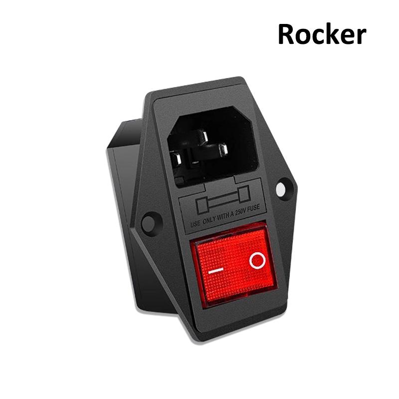 3D-printeri osad 220V 110V 6A Toiteploki lüliti Isane pistikupesa kaitsmega vahelduvvoolu toitepesa juhtmestiku pistik Lüliti