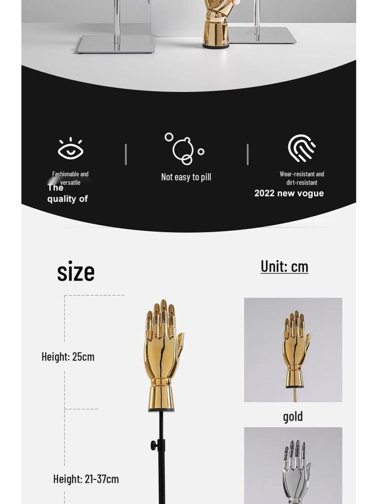 Electroplated Jewelry Display Stand: Mannequin Hand for Clothing Store Window, Glove Rack, and Ornament Display