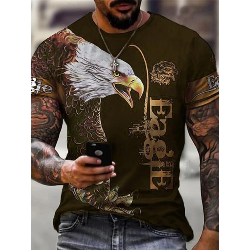 

Летняя повседневная мужская футболка для активного отдыха, мужские свободные футболки, модная уличная мужская футболка с коротким рукавом и 3D-принтом тигра 6xl