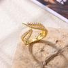 Luxury Geometric CZ Zircon Open Rings For Women Gold Color Stainless Steel Ring Shiny Fashion Jewelry Party Gift