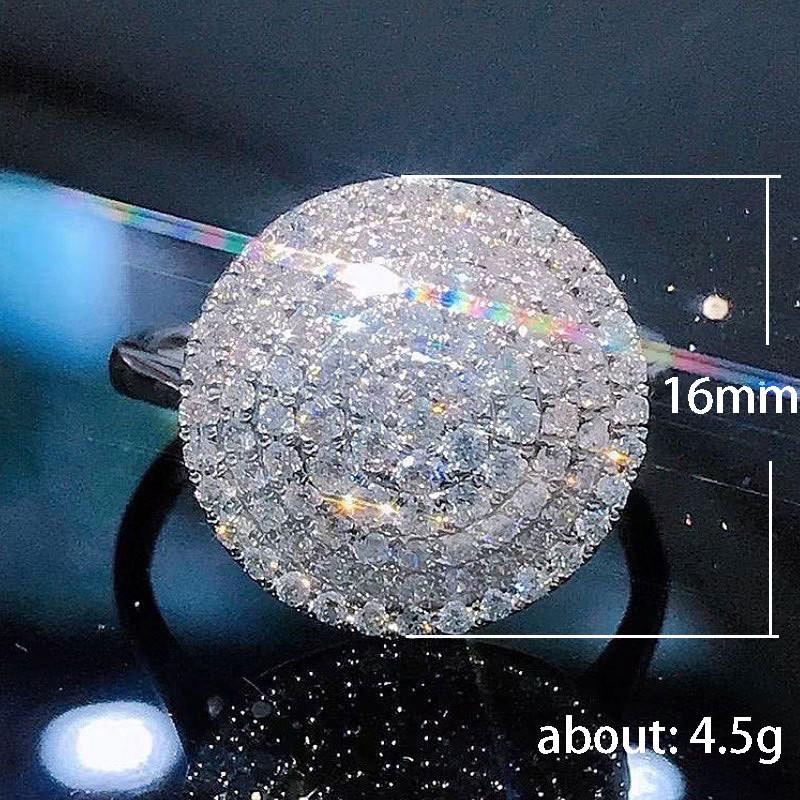 Zircon Crystal Rings Chic Stylish Versatile Lady'S Jewelry Full Bling Iced Out Bridal Gathering Wedding Occasion Women Engagement