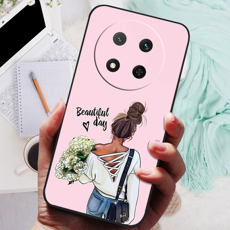 

For Honor Magic7 Lite 5G Case Cool Black Silicon Soft TPU Phone Cases for Honor Magic 7 Lite 7Lite Protective Back Shell Cover Honor Magic7 Lite 5G