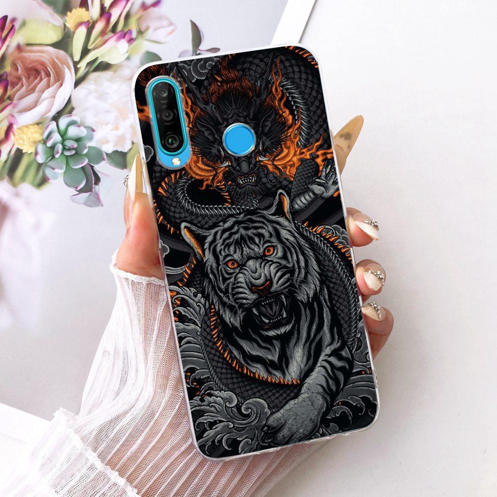 Transparent For Huawei P30 Lite Case Cover Cute Cat Fashion Butterfly Funny Painted Casing MAR-L01A MAR-L21A MAR-LX1A